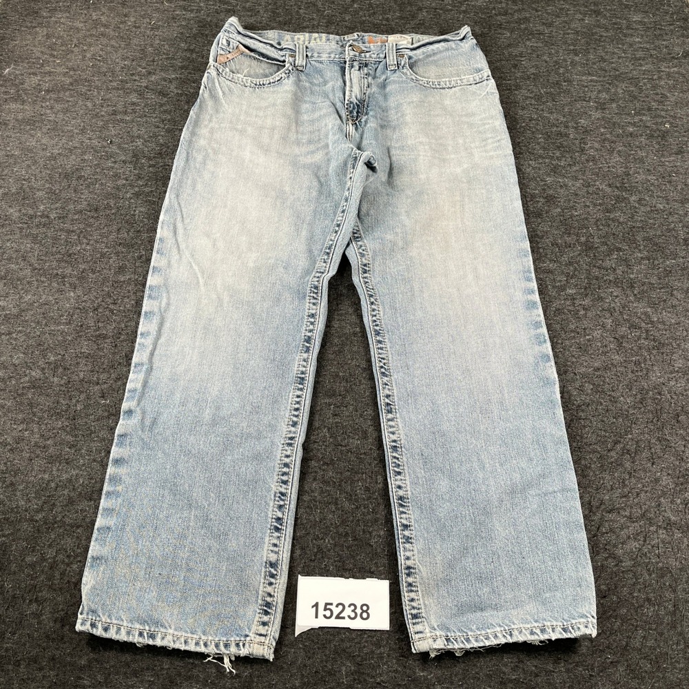 Ariat Jeans Mens 33x30 Blue Denim Cotton 5-Pockets Light Wash Straight Leg